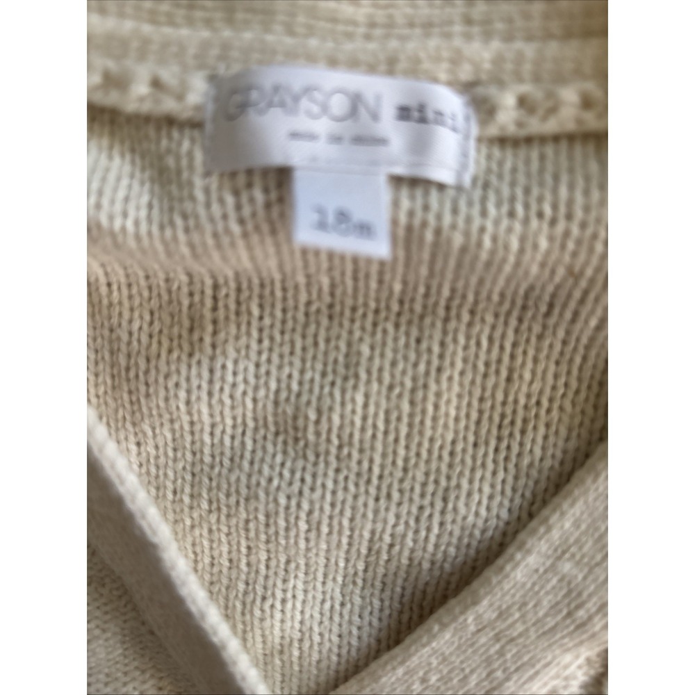Grayson Collective Baby Size 18 Months Cardigan & Pants Set Cream/Brown - Picture 3 of 5